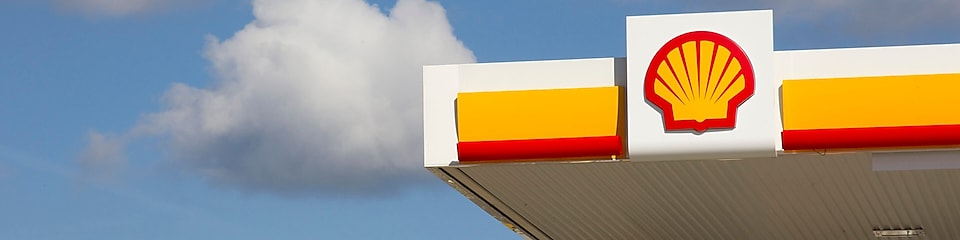 Logo en coquillage de Shell sur le site de distribution